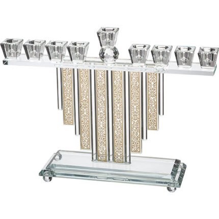 חנוכייה קריסטל מהודרת עם פלקטה 30X26 ס"מ