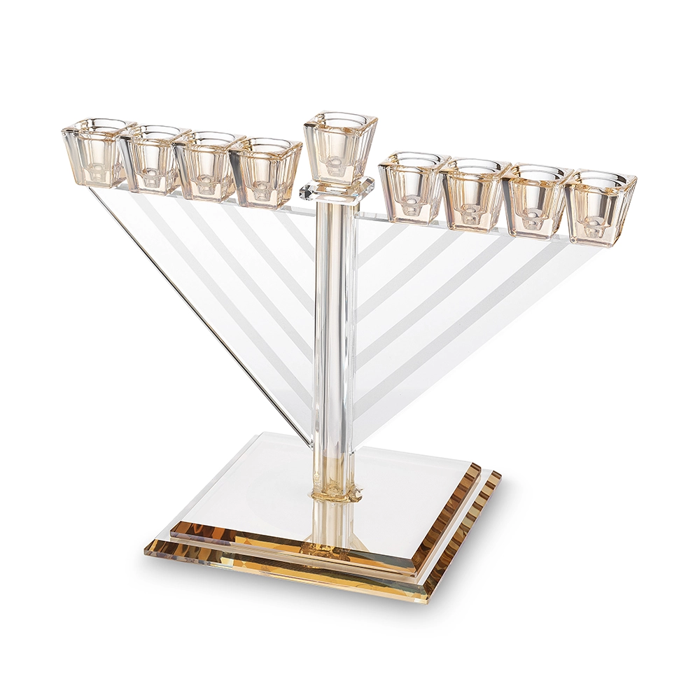 חנוכייה קריסטל מהודרת 28X27 ס"מ - זהב
