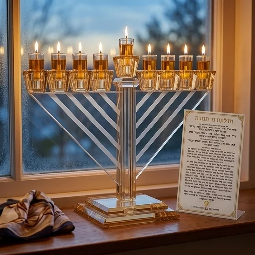 חנוכייה קריסטל מהודרת 28X27 ס"מ - זהב – תמונה 2